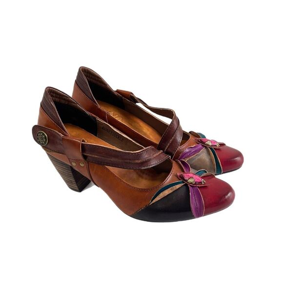 Corkys Elite Dress Pump Women Size 8 Honeysuckle Leather Slip On Brown Art - Picture 1 of 10